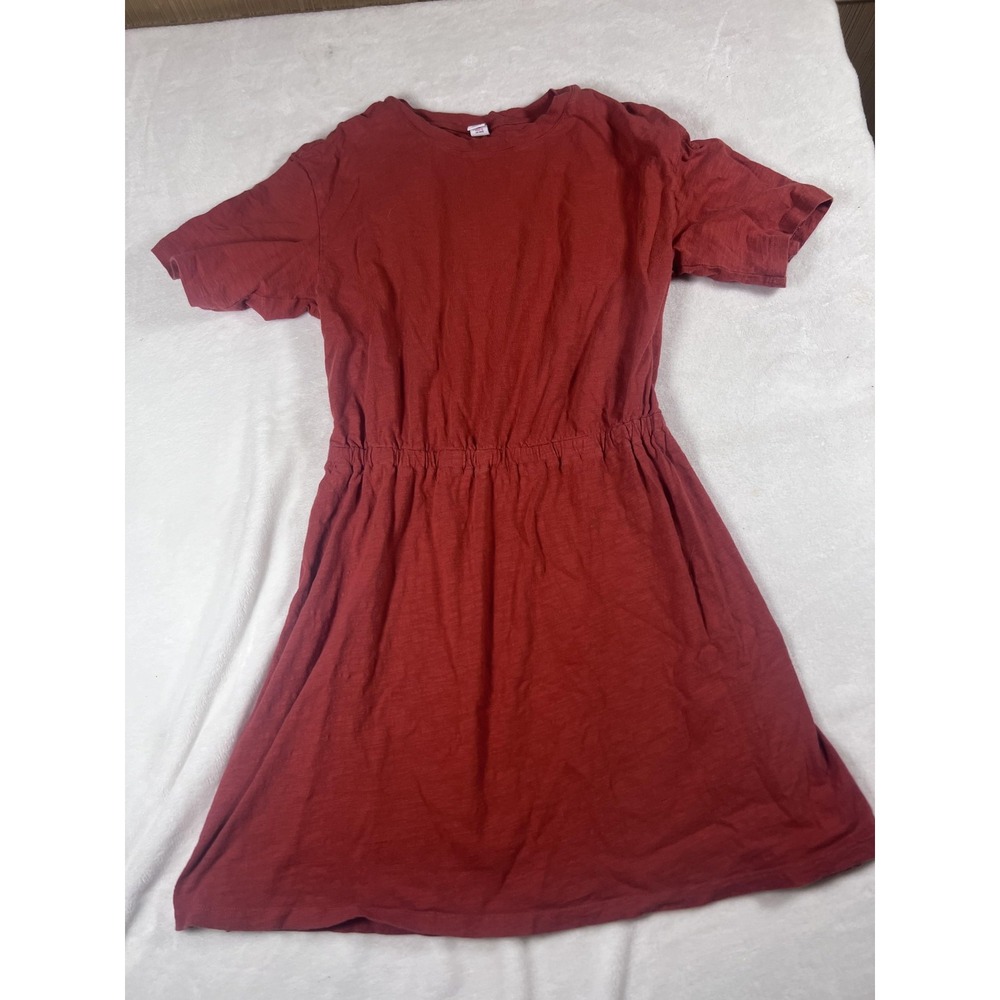 Old Navy Dress Womens Medium Red T Shirt Elastic Waist Jersey Casual Knee Length